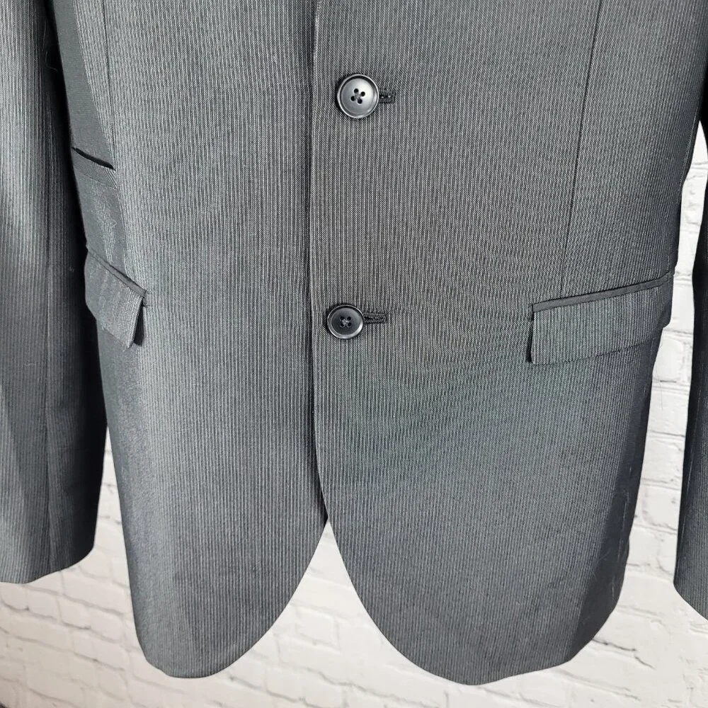 Altamoda Grey Pinstriped Slim Fit 2 Button Notch Blazer Sport Coat Size 40L